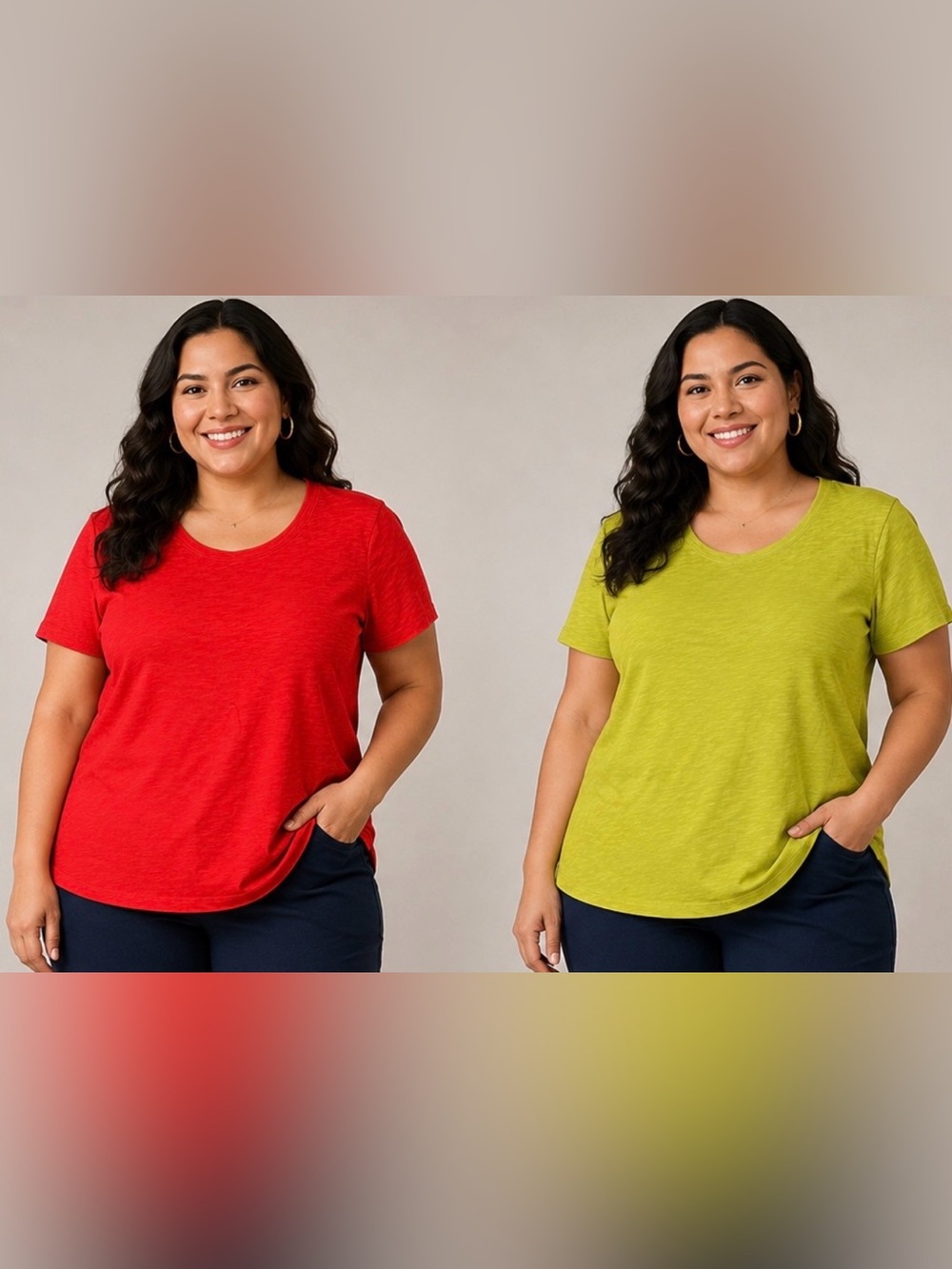 2 Pack Denim & Co. Essentials Petite Linen Blend Tunics XSP NEW A687899